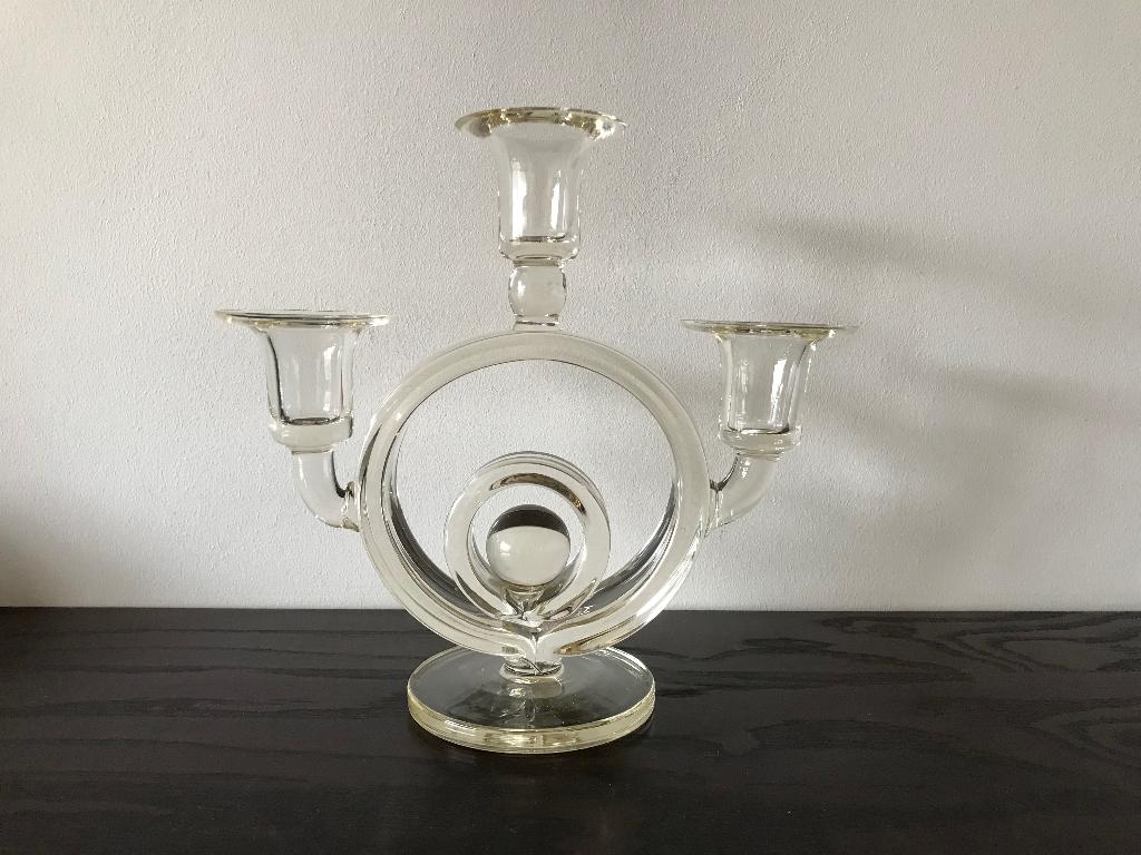 A.D.Copier drie armige kandelaar K.O.1783, Ophalen of Verzenden, Kristal