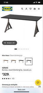 IKEA IDÅSEN Bureau Zwart/Donkergrijs 160x80 cm, Ophalen, Zo goed als nieuw, Bureau