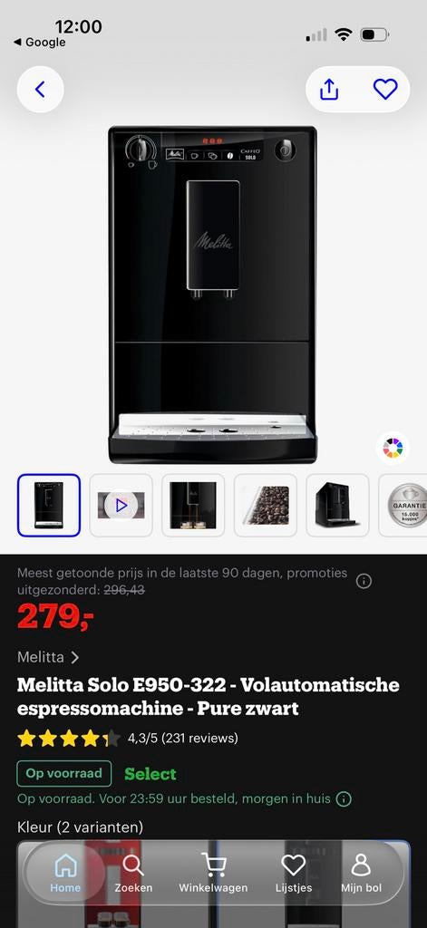 Melitta Caffeo Solo espresso koffiemachine, Ophalen of Verzenden, Gebruikt, Krijtbord