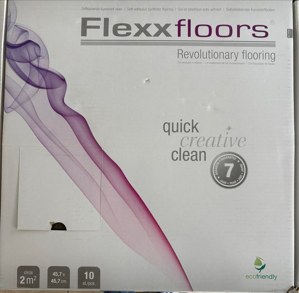 Flexxfloors zelfklevende pvc tegels 45x45 grijs (4m²), Doe-het-zelf en Verbouw, Ophalen, Overige typen, Nieuw, Minder dan 50 cm