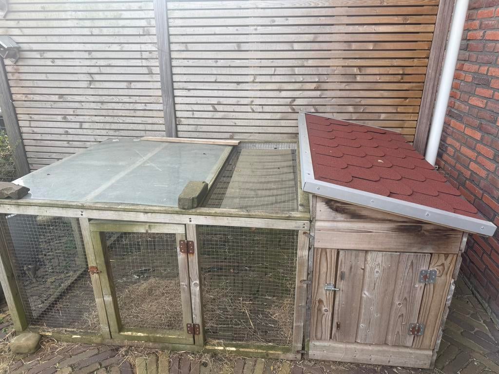Konijnenhok met ren (gratis), Dieren en Toebehoren, Knaagdieren en Konijnen | Hokken en Kooien, Ophalen, 90 cm of meer, Hok, 110 cm of meer
