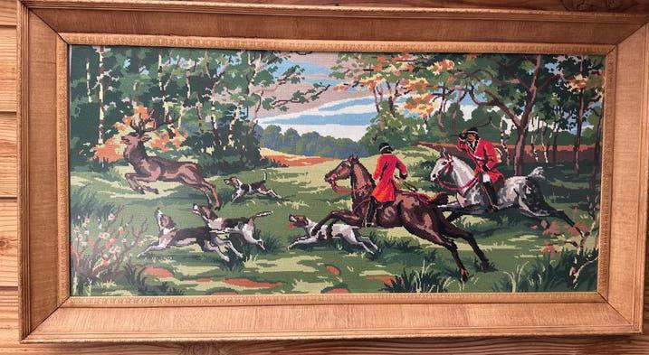 Vintage wandtapijt jachtscène met herten en honden, Ophalen of Verzenden