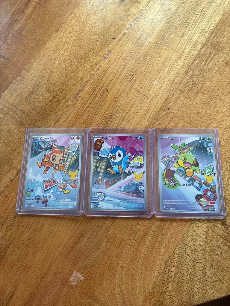 Pokémon kaarten: Piplup, Turtwig, Chimchar (Celebrations), Hobby en Vrije tijd, Verzamelkaartspellen | Pokémon, Ophalen of Verzenden