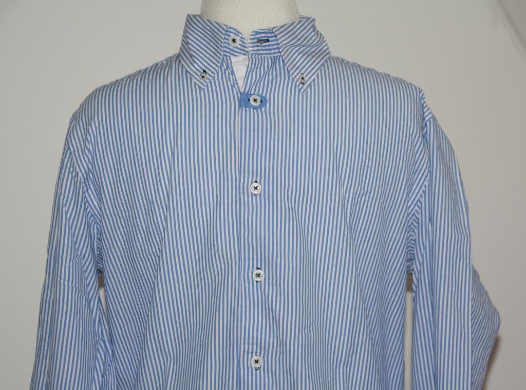 Italiaanse Portonova blouse overhemd maat M 39 / 40 streep, Blauw, Portonova, Zo goed als nieuw, Halswijdte 39/40 (M)