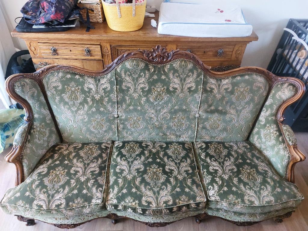 Barok bank groen 3-zits, Ophalen
