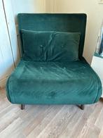 Groen velours eenpersoons slaapbankje Made, Huis en Inrichting, Ophalen, Gebruikt, 190 cm of minder, Groen
