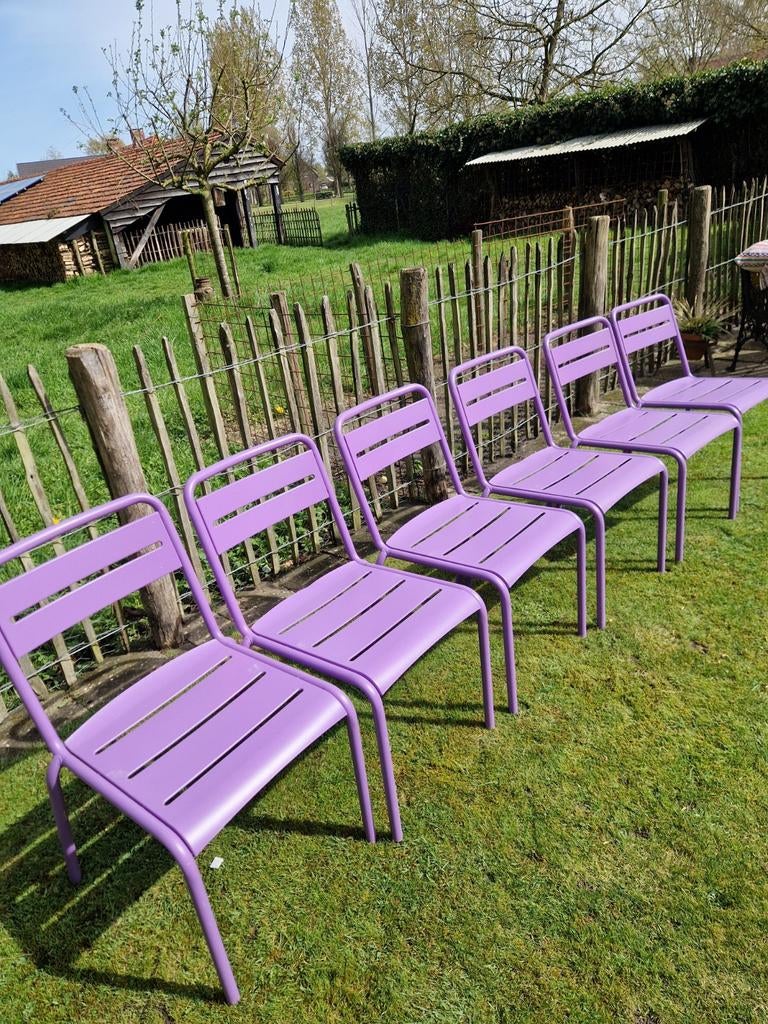 6 Tuinstoelen Emu Star paars, Tuin en Terras, Tuinstoelen, Ophalen