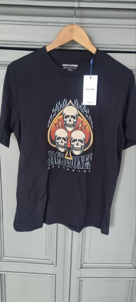 Jack & Jones T-shirt Zwart met Doodskop Print, Kleding | Heren, T-shirts, Maat 48/50 (M), Zwart, Nieuw, Ophalen of Verzenden
