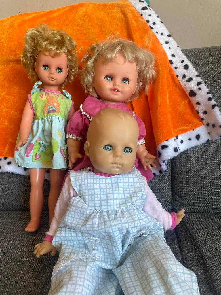 3 vintage poppen  45 cm, Verzamelen, Poppen, Ophalen of Verzenden, Zo goed als nieuw, Pop