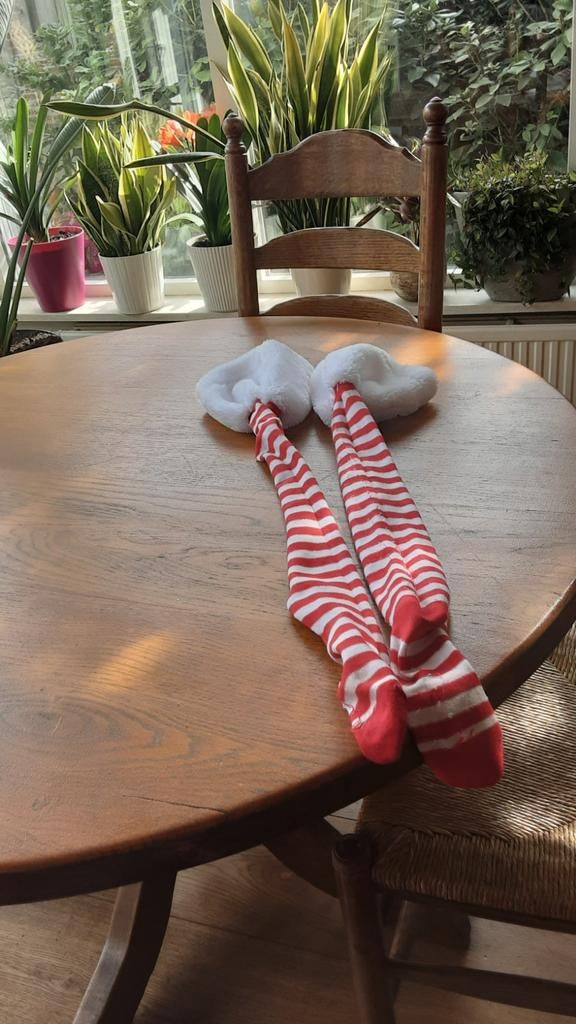 Verkleed lange sokken rood wit gestreept, Sokken en Kniesokken, Overige maten, Ophalen of Verzenden, Rood