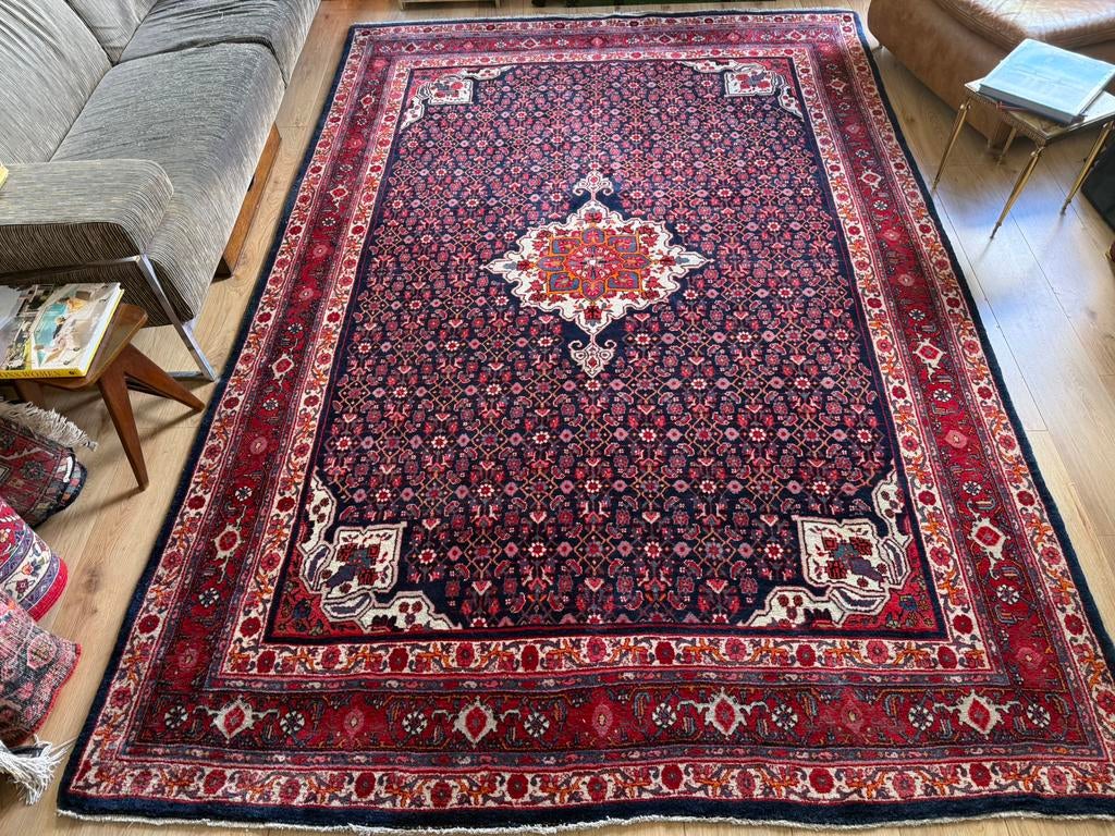 Groot handgeknoopt Perzisch tapijt 305x209 cm Hamadan/Bidjar, Info@bababoho.com, Ophalen of Verzenden, Zo goed als nieuw, 200 cm of meer