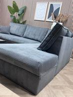 ZGAN Ribstof Hoekbank / Loungebank - Grijs - 288 x 225, 250 tot 300 cm, -, -, Hoekbank