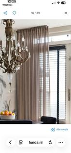 Vitrage sierstroken kleur taupe, Ophalen, Gebruikt, 200 cm of meer