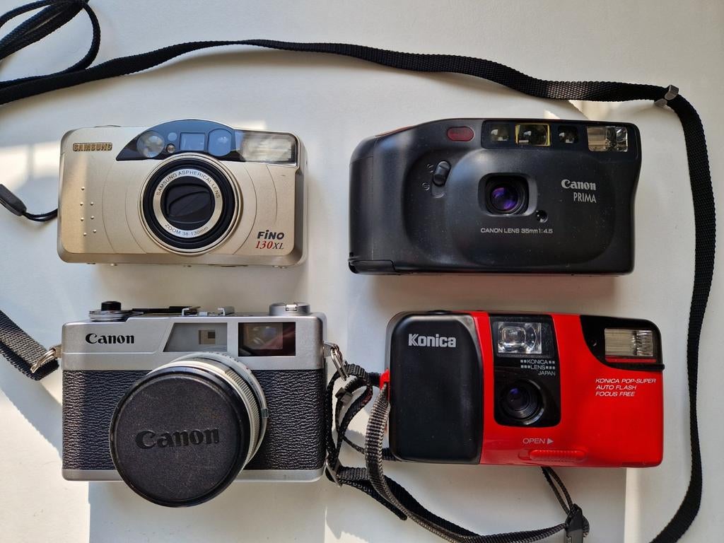 Analoge camera's konica, canon, Samsung point and shoot, Audio, Tv en Foto, Fotocamera's Analoog, Ophalen of Verzenden, Compact