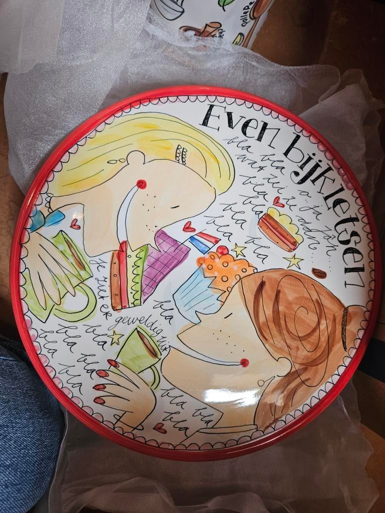 Blond Amsterdam taartplateau Even Bijkletsen, Huis en Inrichting, Keuken | Servies, Ophalen