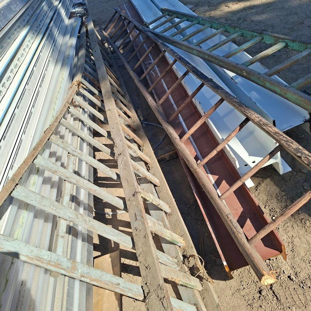 Oude houten ladders, Doe-het-zelf en Verbouw, Ladders en Trappen, Ophalen, Gebruikt, 4 meter of meer