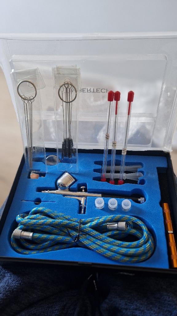 Airbrush kit Timbertech ABPSTO1 + Cleaning pot and liquid, Ophalen, Zo goed als nieuw