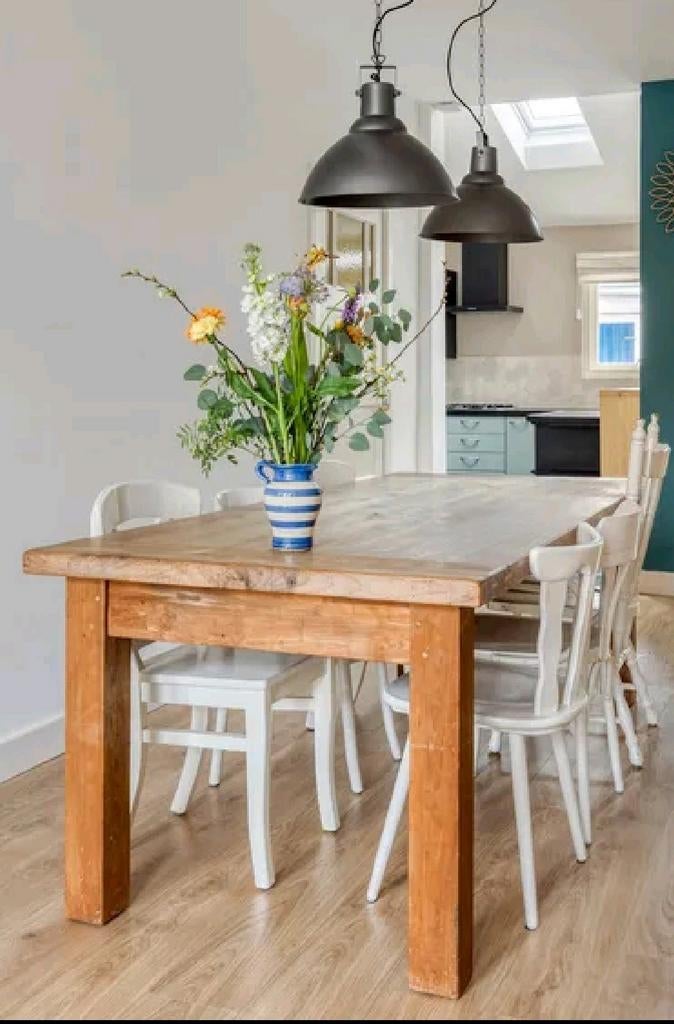 Teak eettafel ANTEAK 220x100x78cm rechthoek, Ophalen, Gebruikt, Teakhout, 200 cm of meer