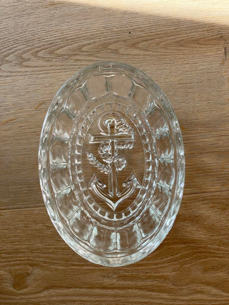 Vintage glazen puddingvorm met anker motief, Antiek en Kunst, Ophalen of Verzenden