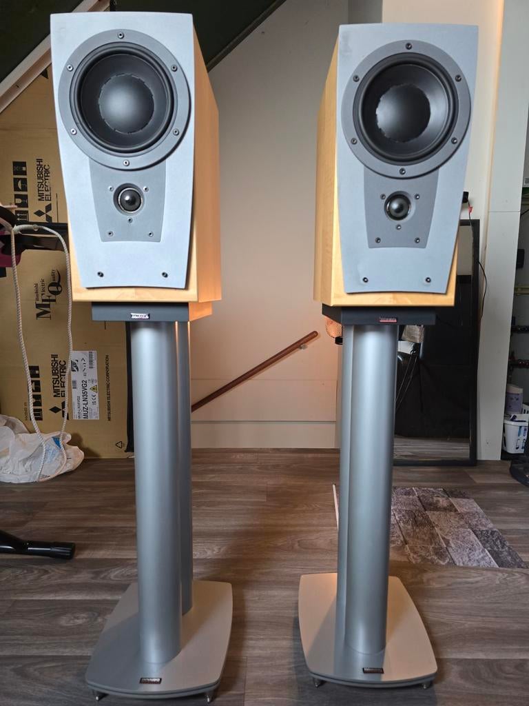 Dynaudio Contour S1.4 met Dynaudio stands, Zo goed als nieuw, 120 watt of meer, Front, Rear of Stereo speakers, Ophalen