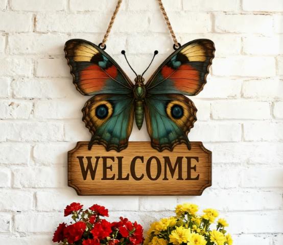 Welkombord/raamhanger Vlinder, Tuin en Terras, Ophalen of Verzenden, Nieuw