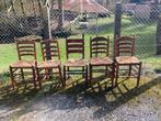 Set van 5 Hollandse eetkamerstoelen met biezen zitting, Gebruikt, Bruin, Ophalen of Verzenden, Vijf, Zes of meer stoelen