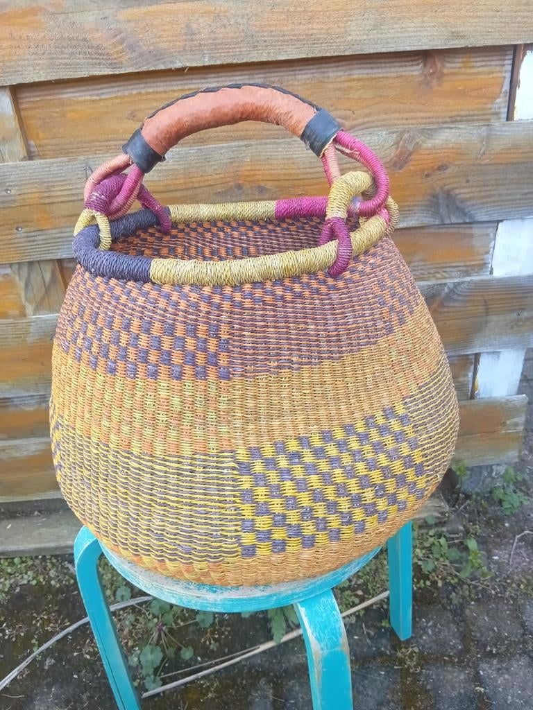 Potmand Ghana Bolgatanga lederen handvat Opruiming, Overige materialen, Mand, Rond, Nieuw