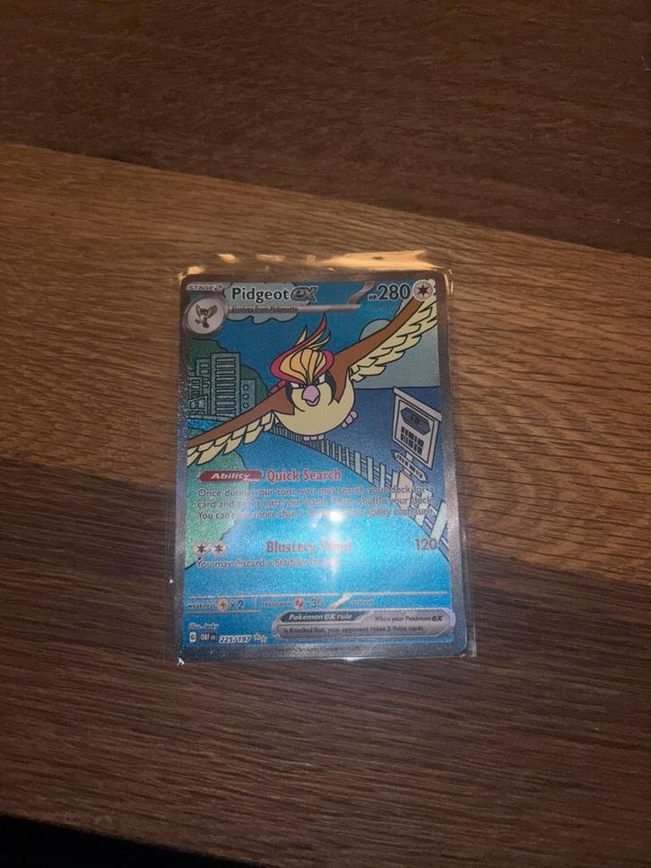 Pidgeot ex 225/197 Obsidian Flames Pokémon kaart, Hobby en Vrije tijd, Verzamelkaartspellen | Pokémon, Zo goed als nieuw, Losse kaart