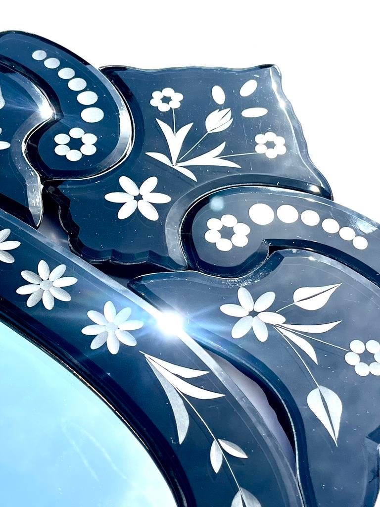 Venetiaanse grote zwarte spiegel in antieke barok stijl, Huis en Inrichting, Woonaccessoires | Spiegels, Ophalen, Minder dan 50 cm