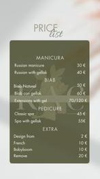 Manicure, Diensten en Vakmensen