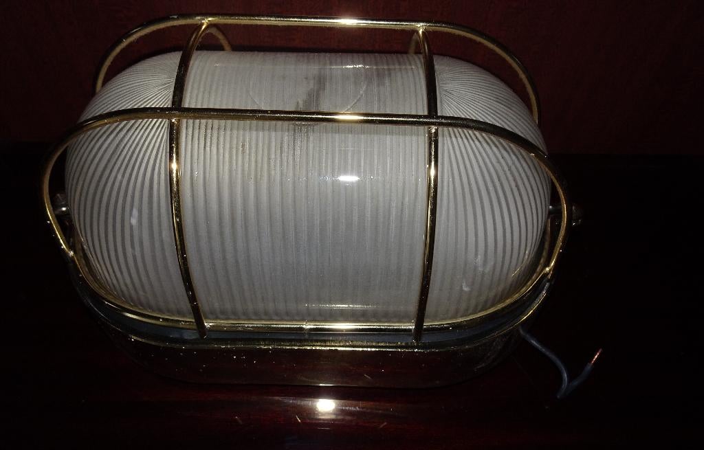 Lamp * Bullseye * glas en goudkleur * wand cq plafond, Ophalen, Gebruikt, Glas