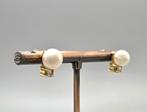Vintage gouden oorbellen met parel en diamant. 2026/156., Ophalen of Verzenden, Goud, Oorbellen, Met edelsteen
