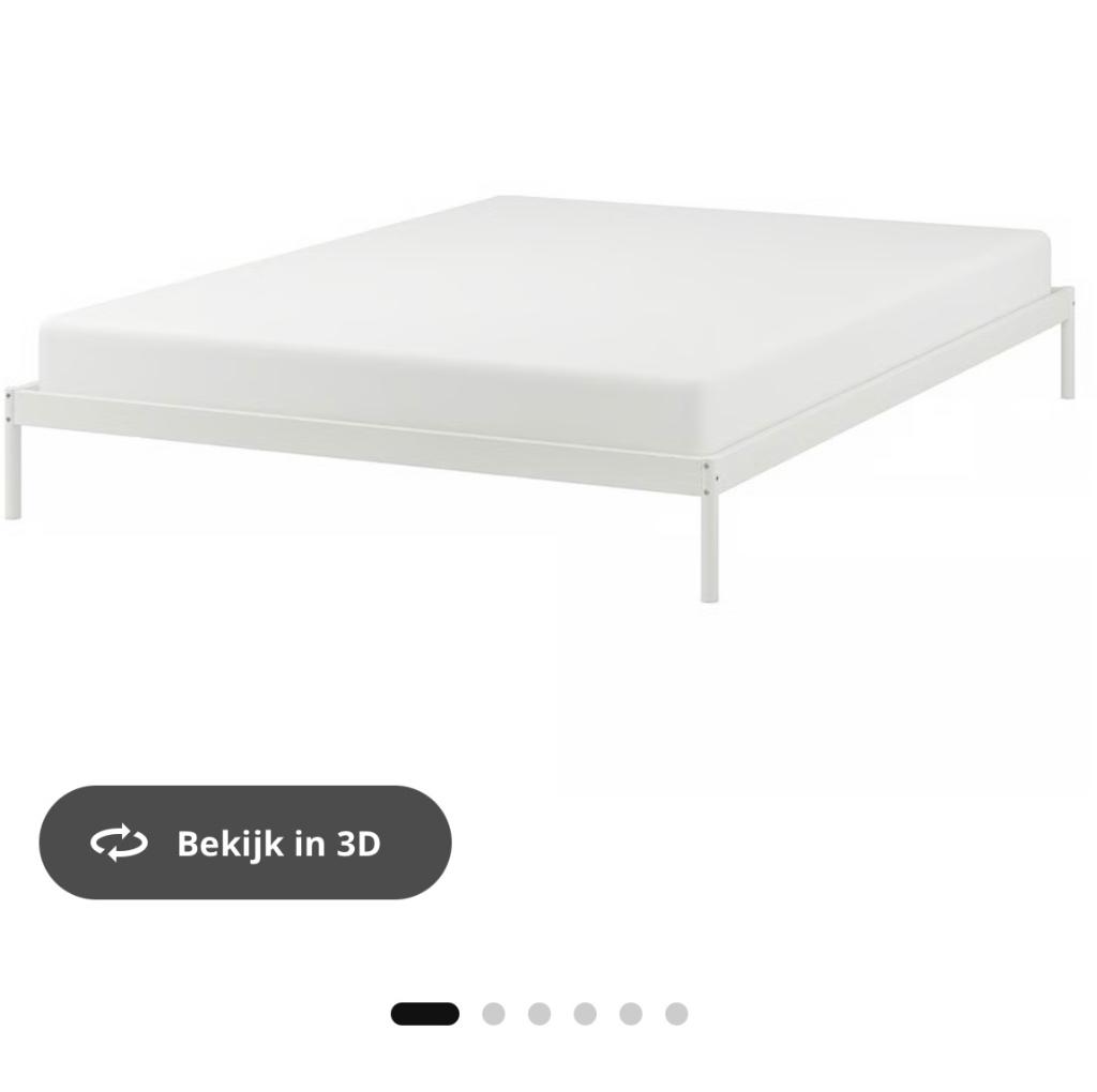 Bed vevelstad 160 x 200, Ophalen, Wit, Tweepersoons, Zo goed als nieuw