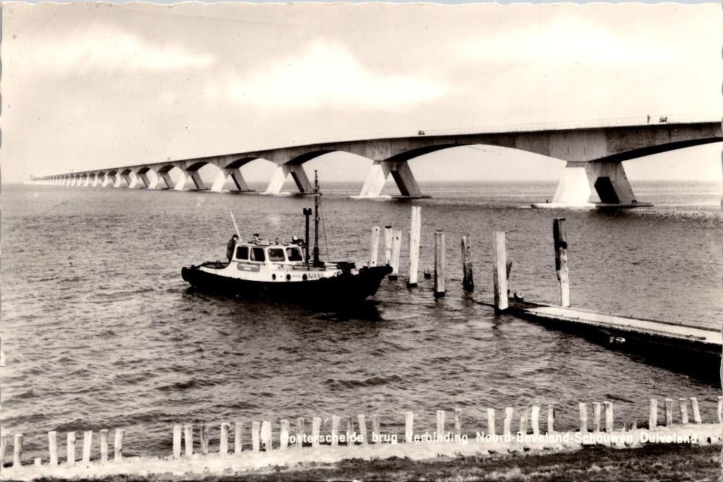Oosterschelde brug - 2 ansichtkaarten (1967), Verzenden, 1960 tot 1980, Gelopen, Zeeland