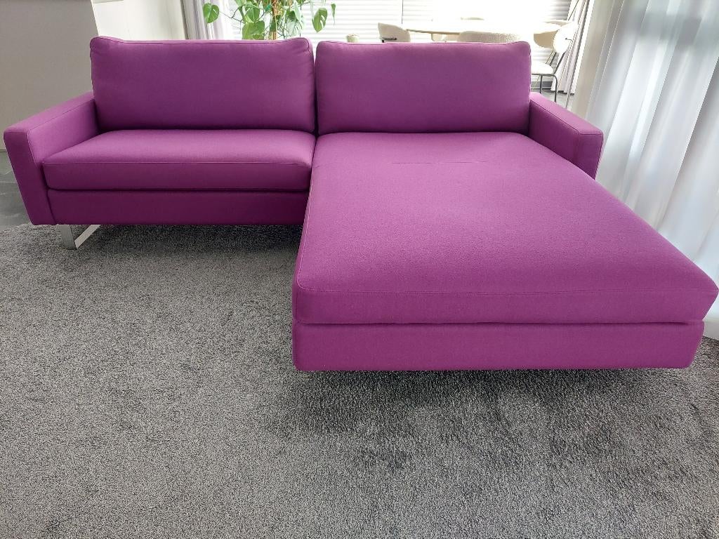 Designbank met chaise longue, Ophalen, Gebruikt, Driepersoons, 75 tot 100 cm