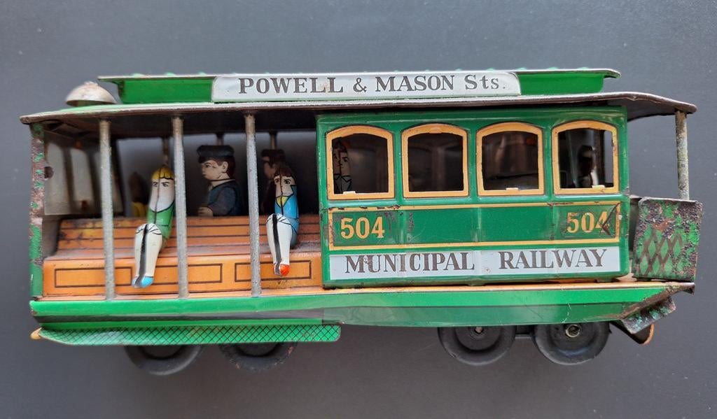 Oude blikken speelgoed tram 'Municipal Railway', Ophalen of Verzenden