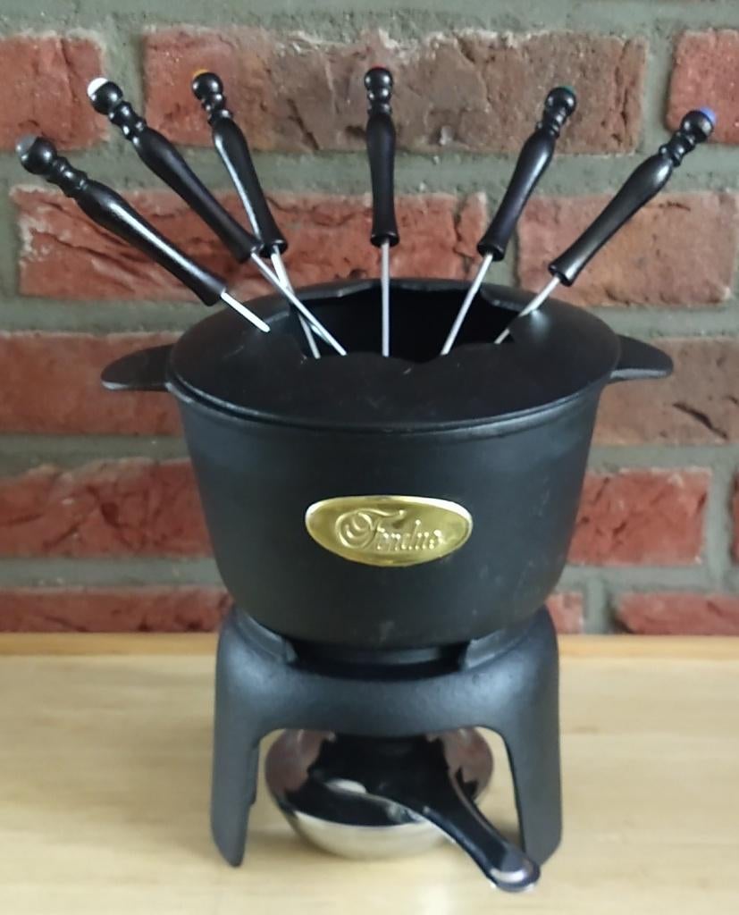 fondue chocolade fondue set gietijzer, volgnr 17, Overige typen, Ophalen of Verzenden, Zo goed als nieuw, Zwart