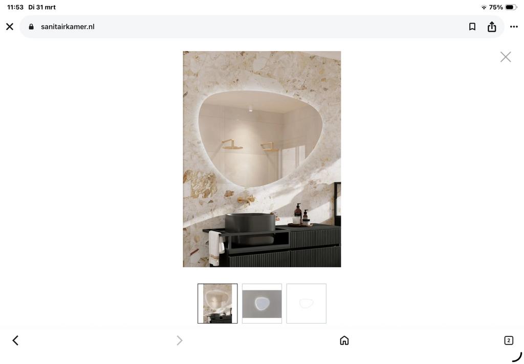 Thebalux organische spiegel, Huis en Inrichting, Badkamer | Badkamermeubels, Ophalen, Overige typen, Nieuw, 50 tot 100 cm