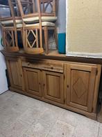Eikenhouten dressoir met vitrinekast, Ophalen, Gebruikt, 150 tot 200 cm, Eikenhout