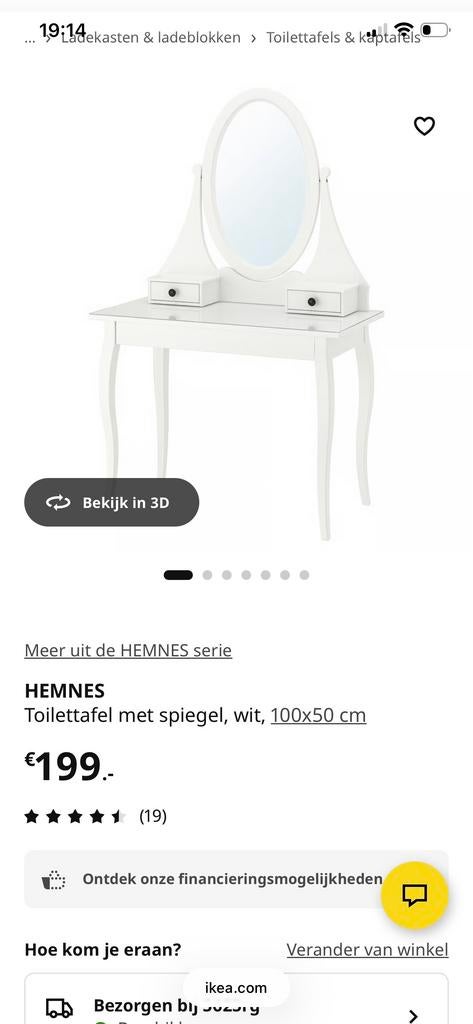 Ikea Hemnes make-up tafel met spiegel, Gebruikt, 100 tot 150 cm, Hout, 50 tot 100 cm