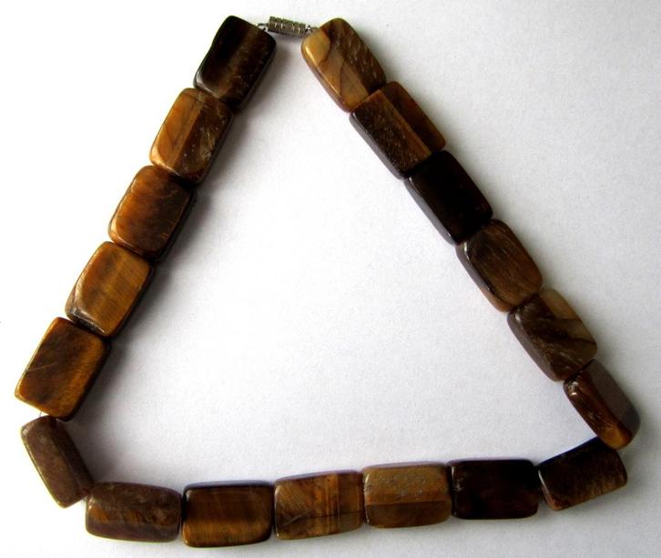 Vintage mooie ketting met grote tijgeroog edelsteen 109 gr, Sieraden, Tassen en Uiterlijk, Kettingen, Zo goed als nieuw, Steen of Mineraal