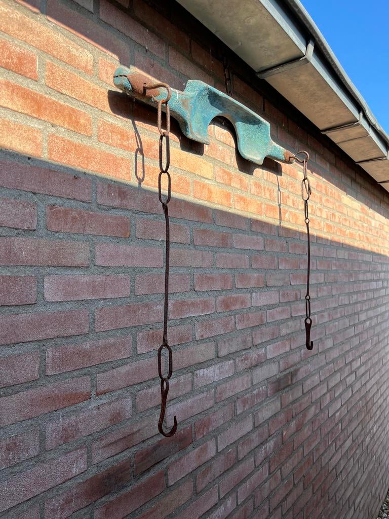 Decoratief oud juk met kettingen en haken, Antiek en Kunst, Ophalen