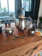 Antiek verzilverd koffie- en theeservies, Ophalen of Verzenden, Zilver