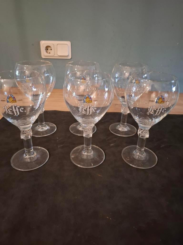 Set van 6 Leffe bierglazen, Ophalen, Gebruikt, Glas of Glazen