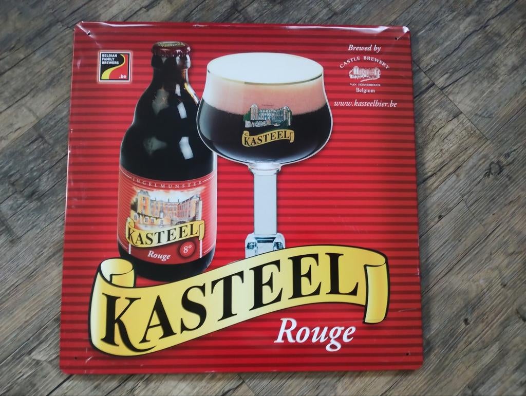 Kasteel bier reclamebord, Verzamelen, Biermerken, Gebruikt, Reclamebord, Plaat of Schild, Overige merken, Ophalen of Verzenden