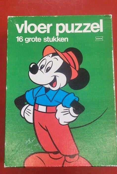 Vintage vloerpuzzel Walt Disney Mickey Mouse (HEMA), Ophalen of Verzenden, 10 tot 50 stukjes, Gebruikt, 2 tot 4 jaar