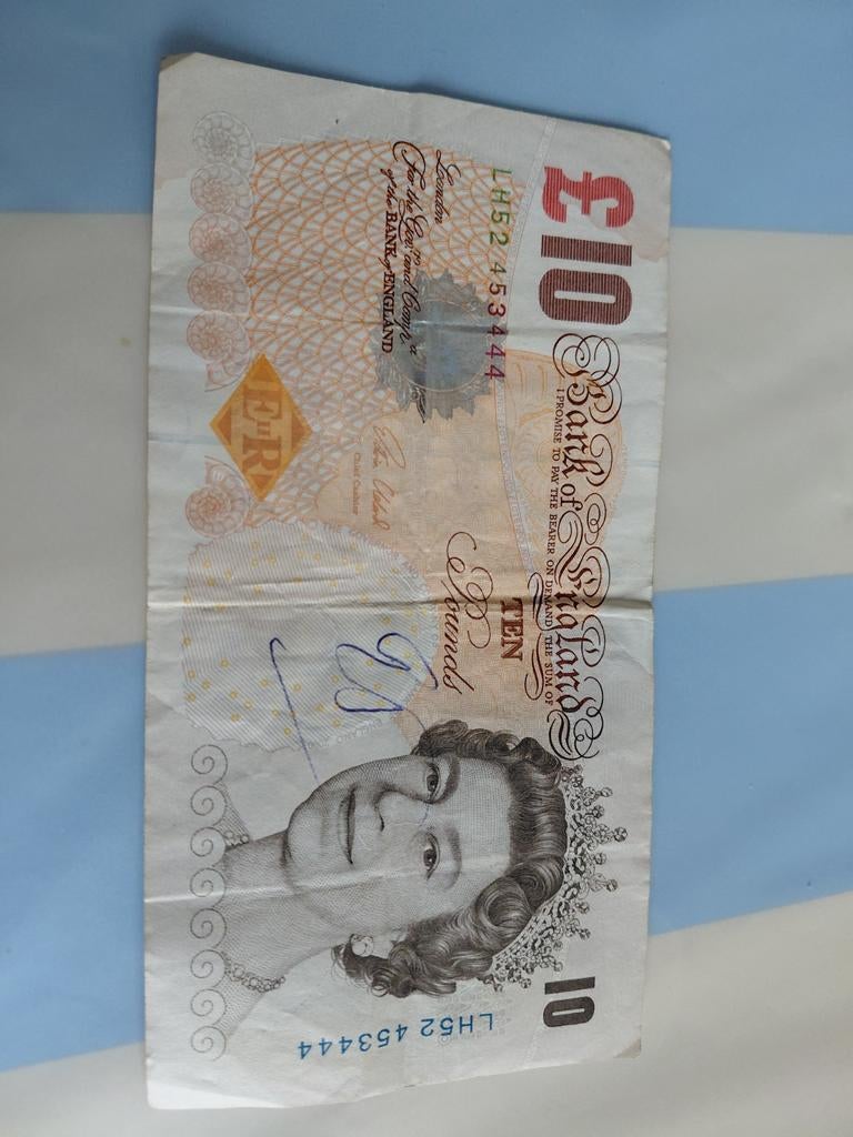 Biljet van 10 Engelse ponden met Elisabeth en Darwin, Postzegels en Munten, Postzegels | Europa | UK, Ophalen of Verzenden