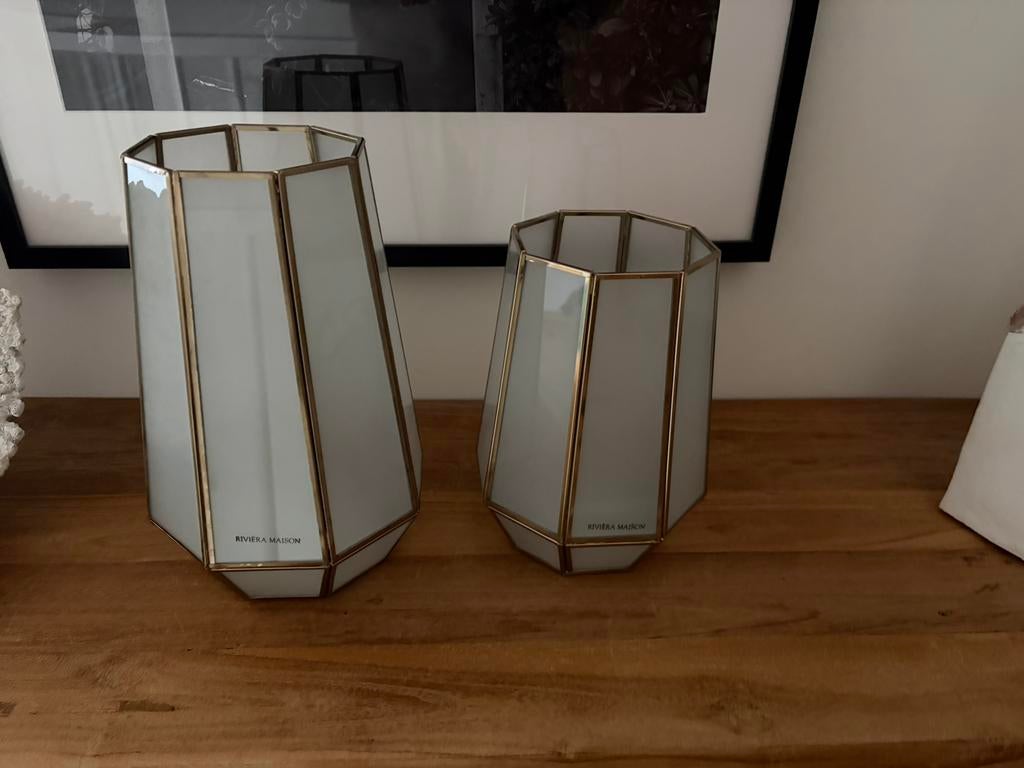 Windlicht 2 stuks Riviera Maison, Huis en Inrichting, Ophalen of Verzenden, Zo goed als nieuw, Overige materialen, Minder dan 25 cm
