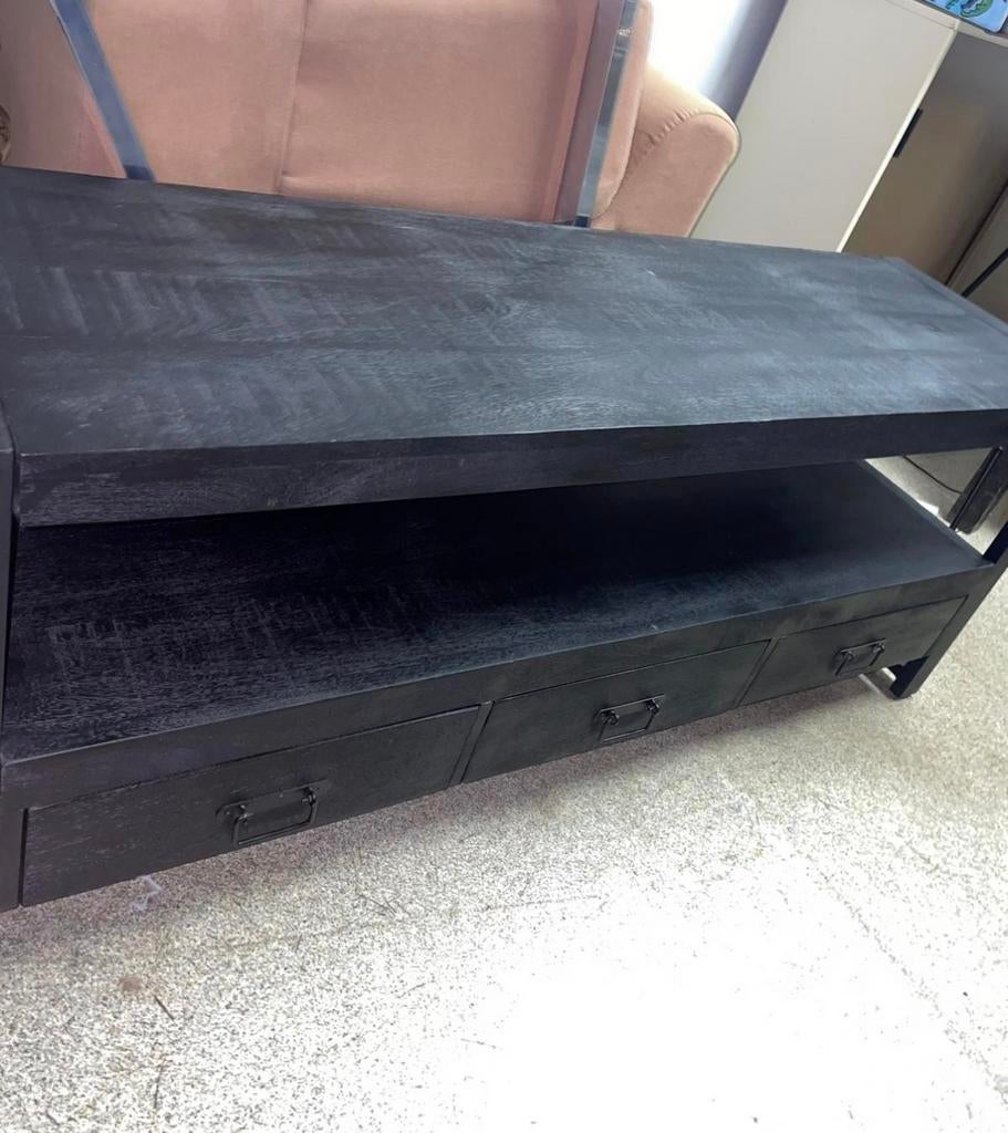 Mango houten tv meubel, Huis en Inrichting, Kasten | Televisiemeubels, Ophalen, 150 tot 200 cm, Zo goed als nieuw, Minder dan 100 cm