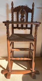 Vintage Houten Kinderstoel met Rietzitting, Ophalen, Gebruikt, Overige typen, Afneembaar eetblad